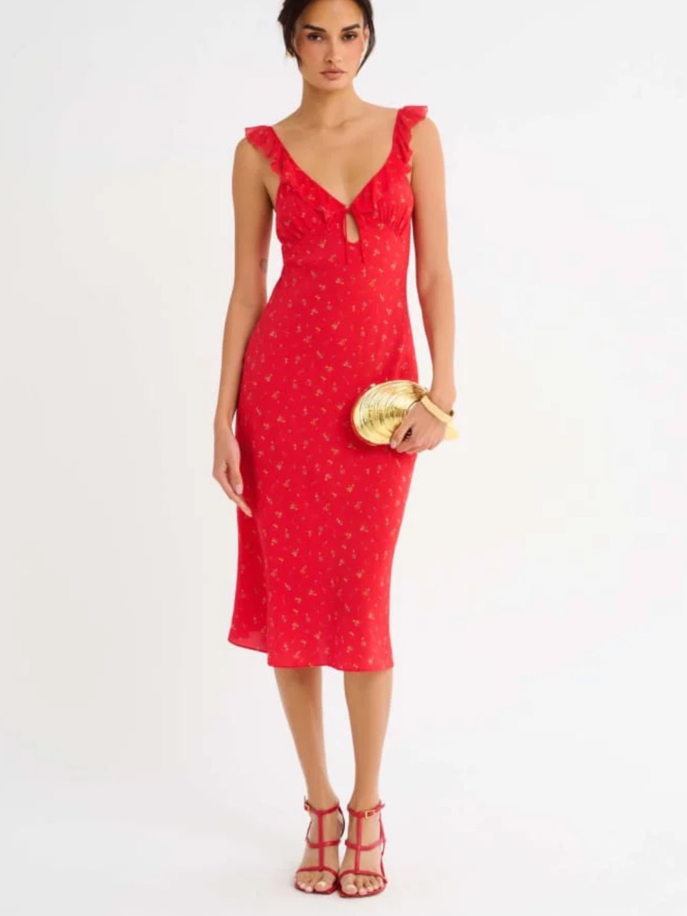 NWT Rumored Butterfly Midi Dress in Coral Meadow Size Small